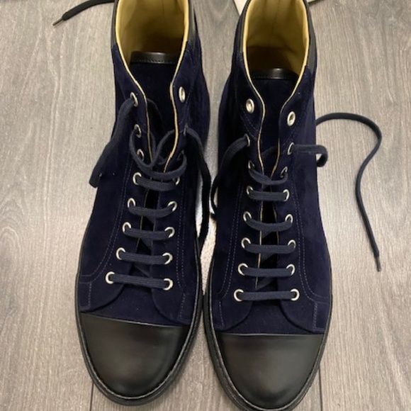 Hermes Jimmy Blue Suede High Tops Sneakers Size 11 - Picture 3 of 16